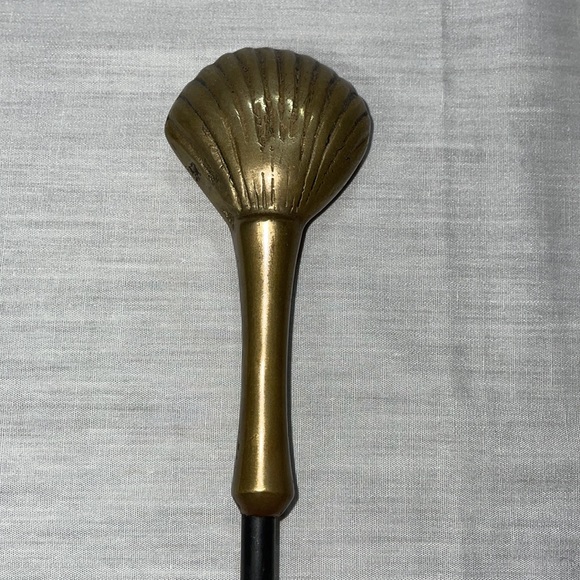 Vintage Brass Handle OYSTER Shell Fireplace Flue Damper Pull Hanger Closer Hook - Picture 2 of 5